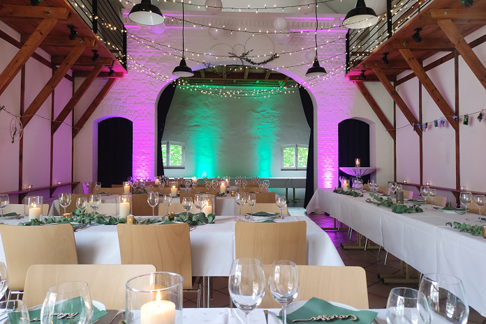 Gut Obermühle, Horbach, Hochzeitsbeleuchtung Aachen